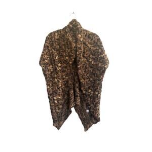 Hazel Small Chunky Weave Short Slv Brown Gray Sweater Cardigan Wrap Boho #5497